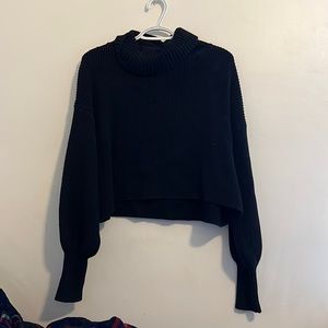 Black Sweater Crop Top